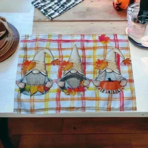 Gnome Decor - 6 piece fall gnome decor. Large gnome, wall sign, 4 placemats - Picture 3 of 11
